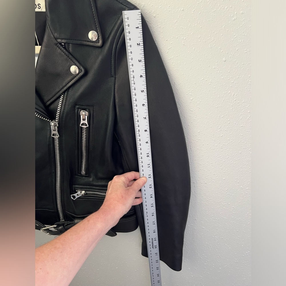 ACNE Studios Mock Core Leather Moto Jacket in Black Women’s Size 2 New - Picture 12 of 13